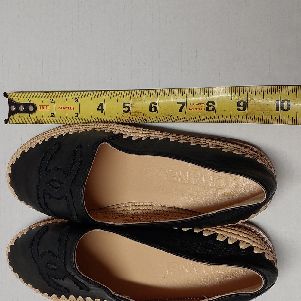 Chanel raffia espadriles lambskin black leather NWOB - Picture 8 of 9
